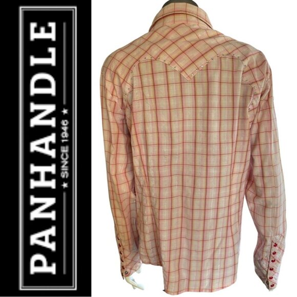 Panhandle Slim Women's Western Shirt Pink Plaid Crystal Detail Size Large - Picture 2 of 7